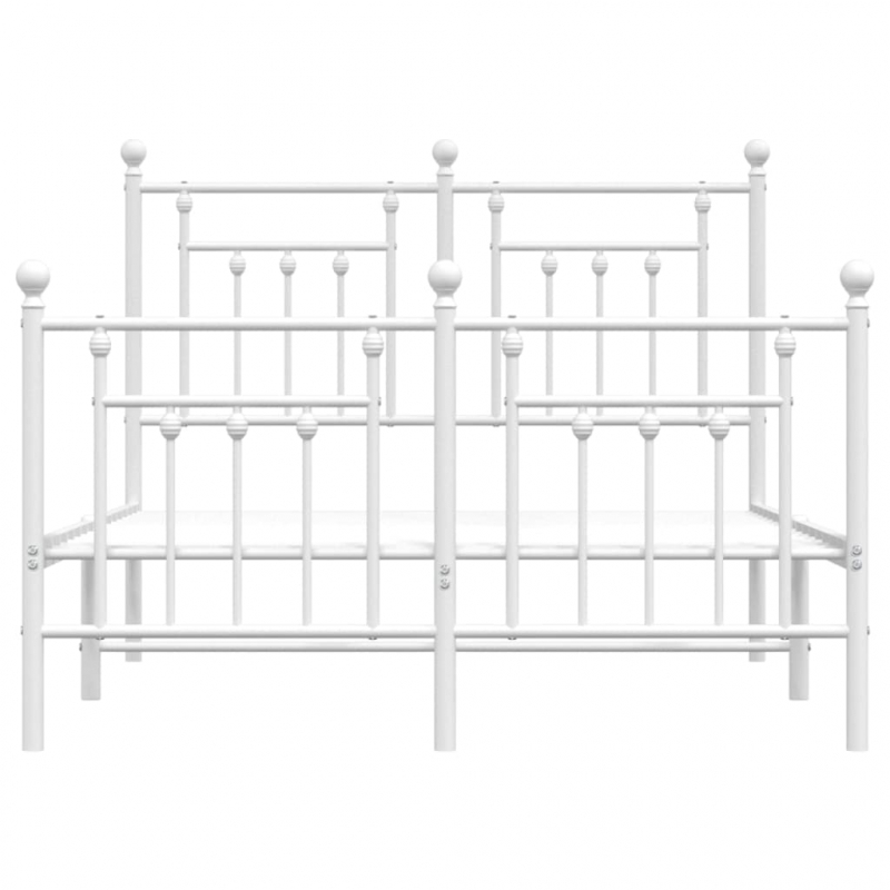 Bettgestell mit Kopf- und Fußteil Metall Weiß 120x190 cm