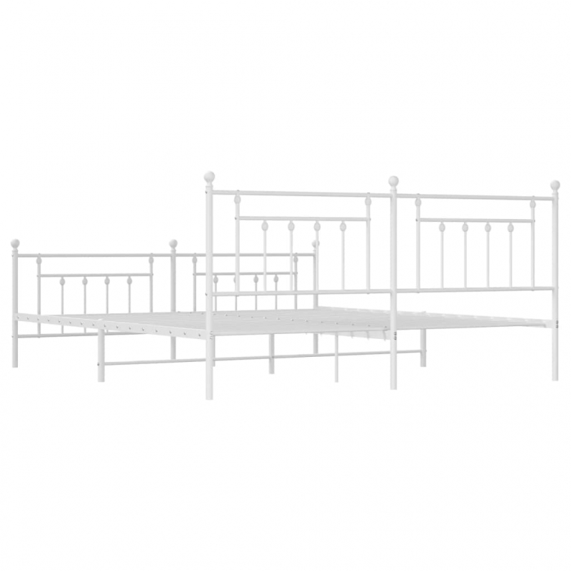 Bettgestell mit Kopf- und Fußteil Metall Weiß 200x200 cm