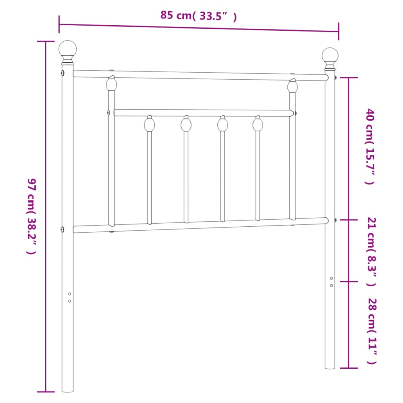 Kopfteil Metall Weiß 80 cm