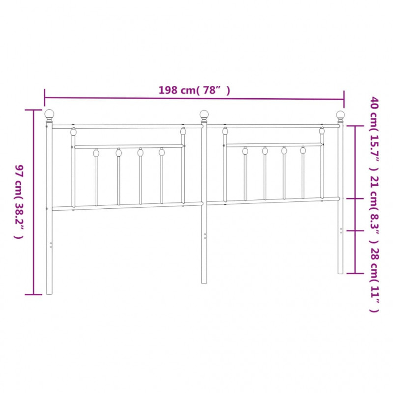 Kopfteil Metall Weiß 193 cm