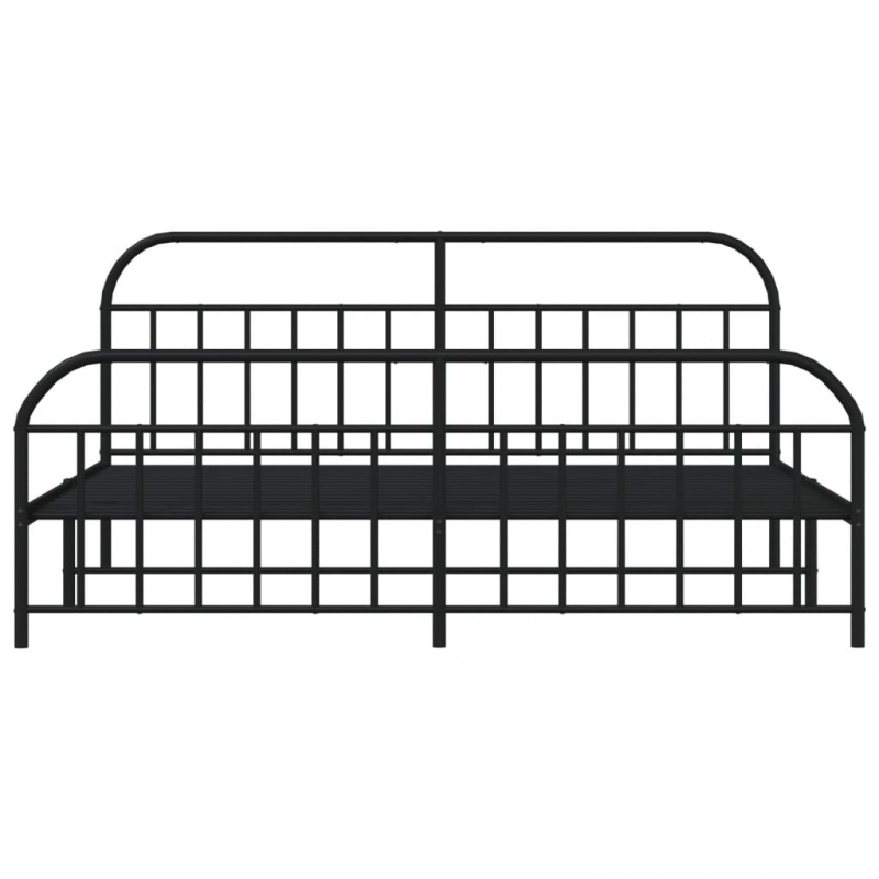 Bettgestell mit Kopf- und Fußteil Metall Schwarz 193x203 cm