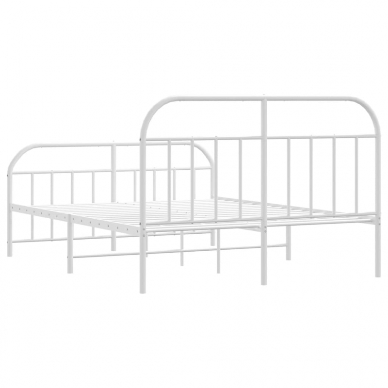 Bettgestell mit Kopf- und Fußteil Metall Weiß 140x190 cm