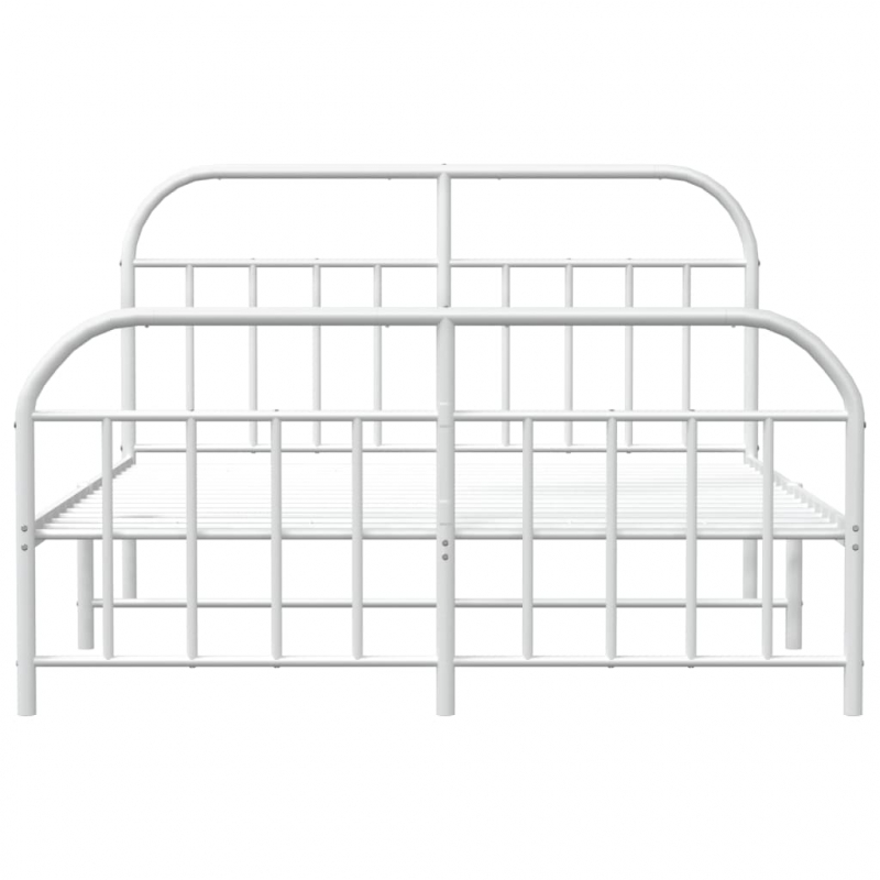 Bettgestell mit Kopf- und Fußteil Metall Weiß 183x213 cm