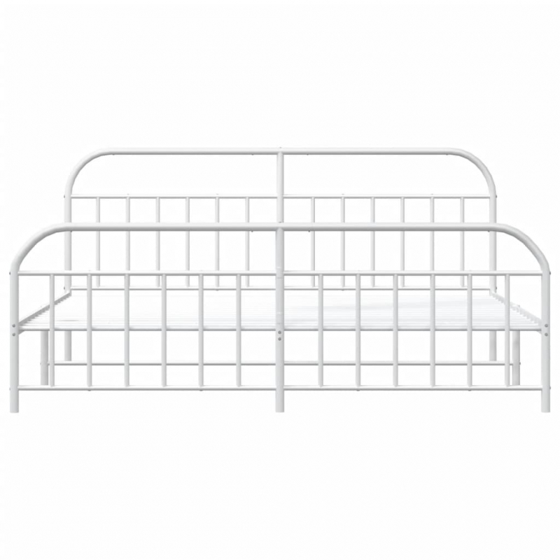 Bettgestell mit Kopf- und Fußteil Metall Weiß 193x203 cm