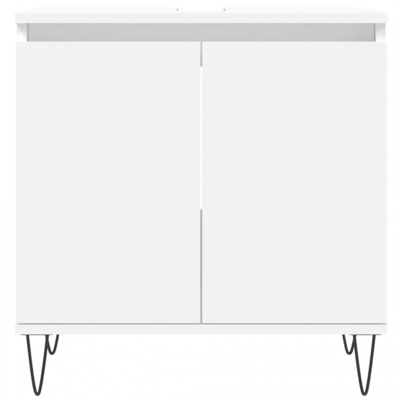 3-tlg. Badmöbel-Set Weiß Holzwerkstoff