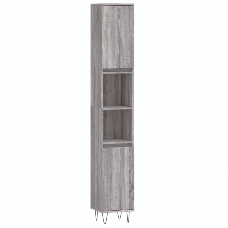 3-tlg. Badmöbel-Set Grau Sonoma Holzwerkstoff