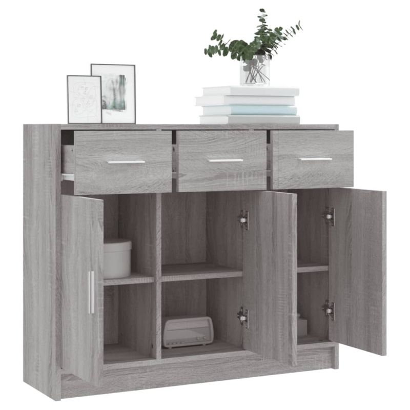 Sideboard Grau Sonoma 91x28x75 cm Holzwerkstoff
