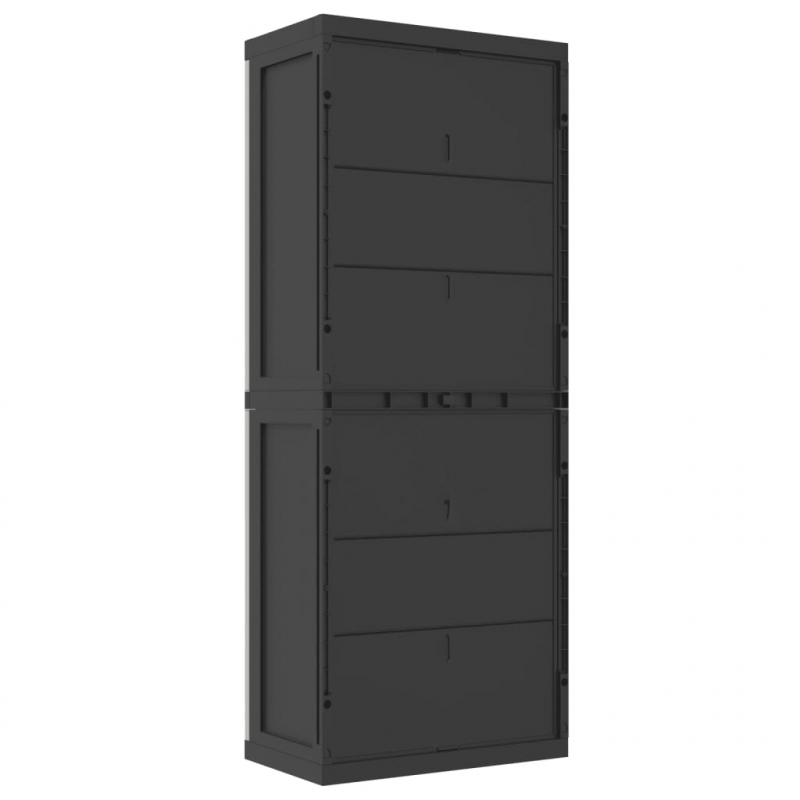 Gartenschrank Grau und Schwarz 65x37x165 cm PP