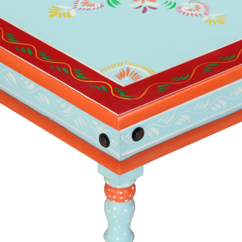 Couchtisch Blau Handbemalt Massivholz Mango