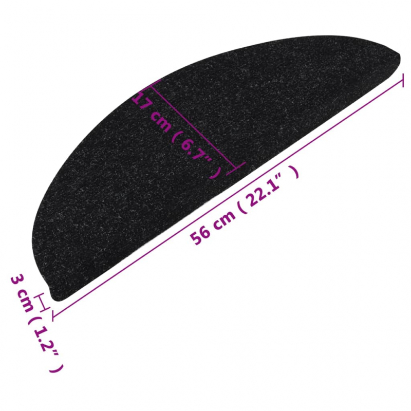 Stufenmatten Selbstklebend 10 Stk. Schwarz 56x17x3 cm