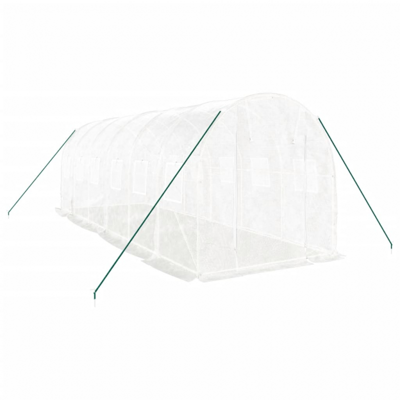 Gewächshaus mit Stahlrahmen Weiß 12 m² 6x2x2 m