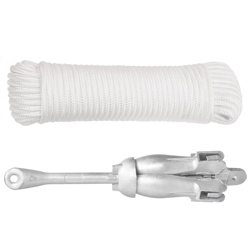 Klappanker mit Seil Silber 6 kg feuerverzinktes Gusseisen