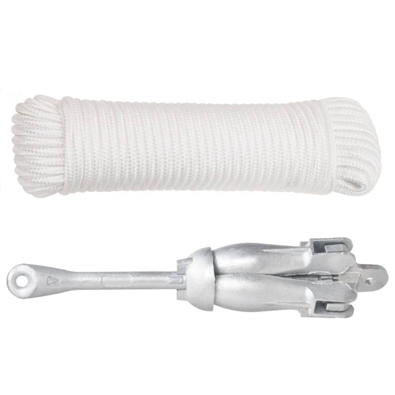 Klappanker mit Seil Silber 8 kg feuerverzinktes Gusseisen