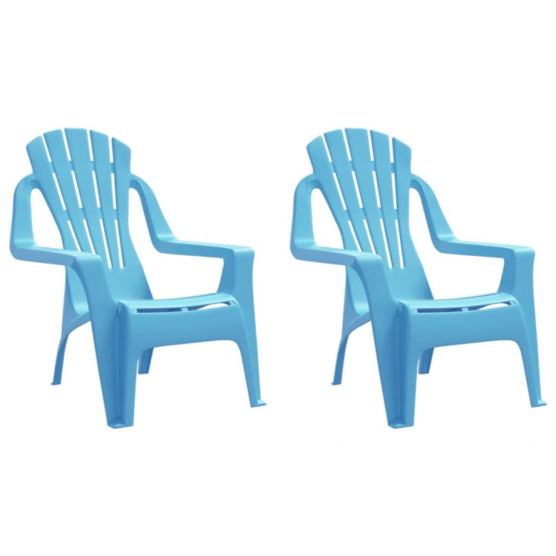 Kinder-Gartenstühle 2 Stk. Blau 37x34x44 cm PP Holzoptik