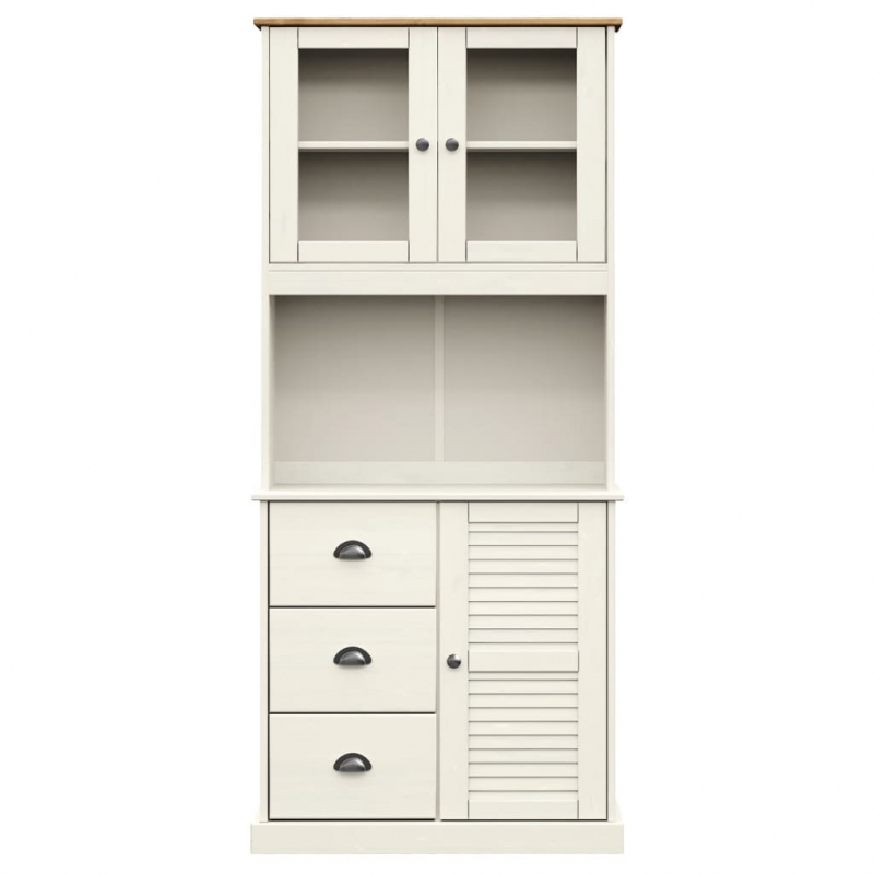 Highboard VIGO Weiß 78x40x175 cm Massivholz Kiefer