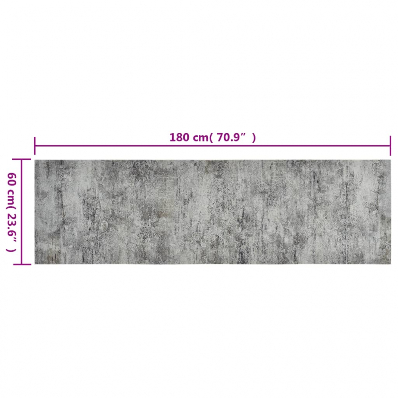 Küchenteppich Waschbar Beton 60x180 cm Samt