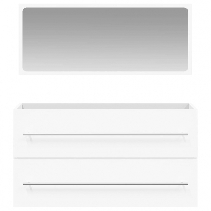 Badschrank mit Spiegel Weiß Holzwerkstoff