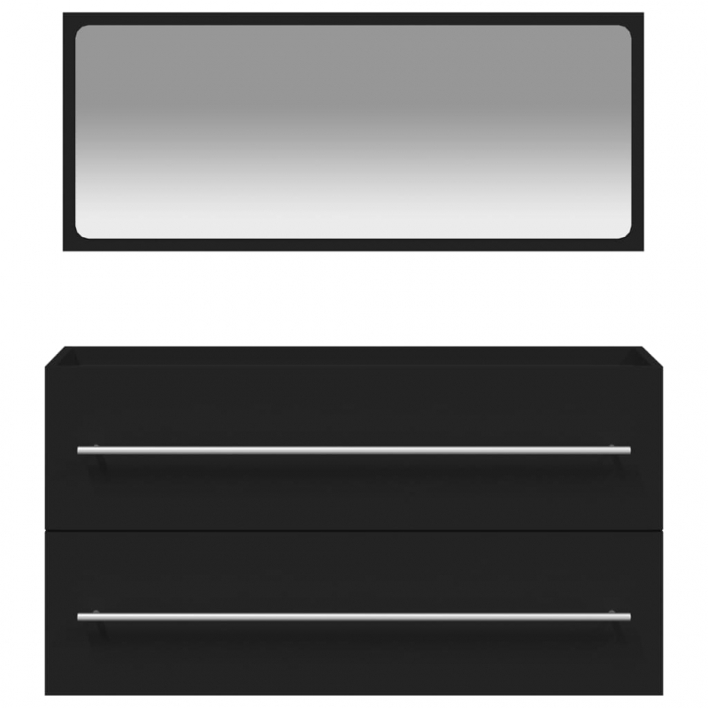 Badschrank mit Spiegel Schwarz Holzwerkstoff