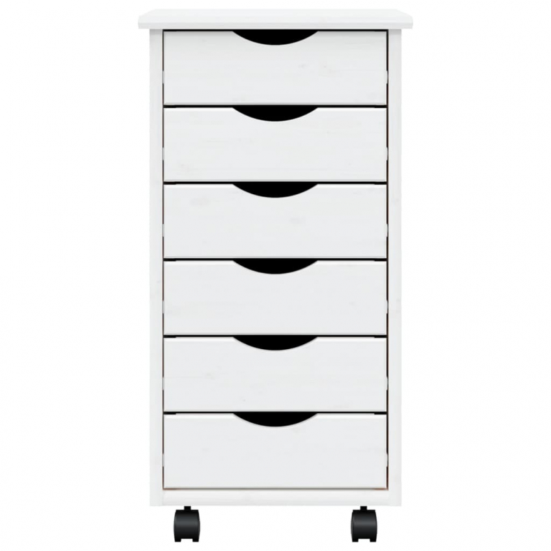 Rollschrank mit Schubladen MOSS Weiß Massivholz Kiefer