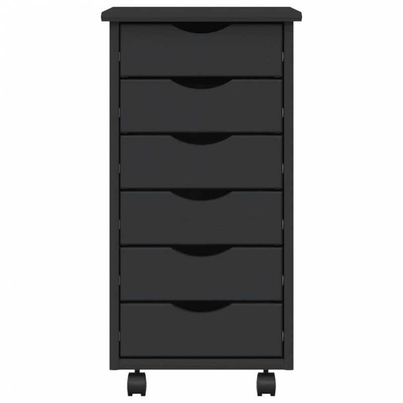 Rollschrank mit Schubladen MOSS Grau Massivholz Kiefer