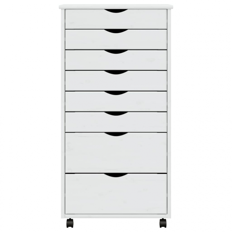 Rollschrank mit Schubladen MOSS Weiß Massivholz Kiefer