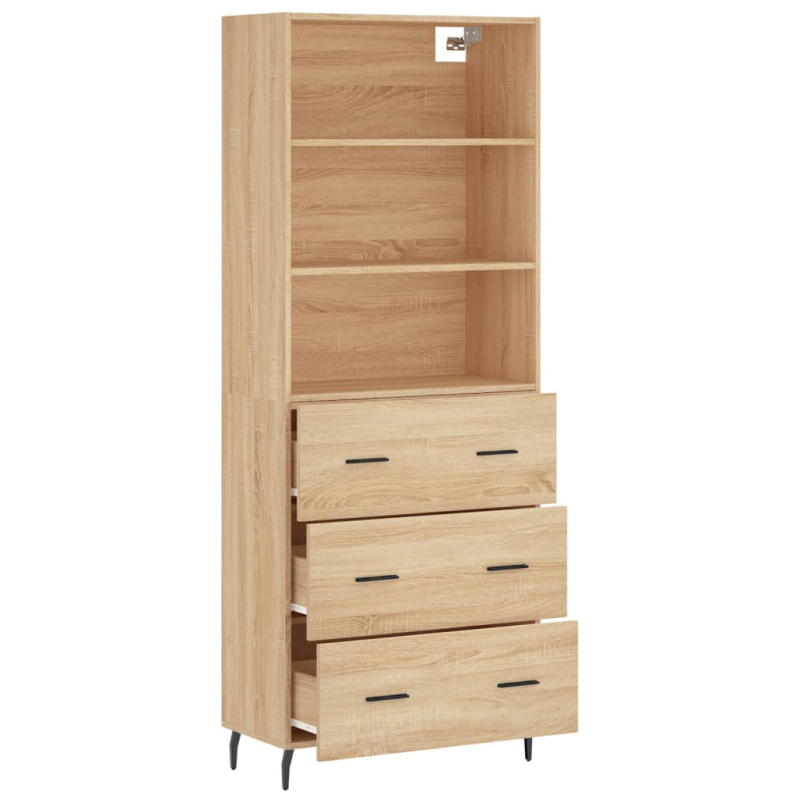 Highboard Sonoma-Eiche 69,5x34x180 cm Holzwerkstoff