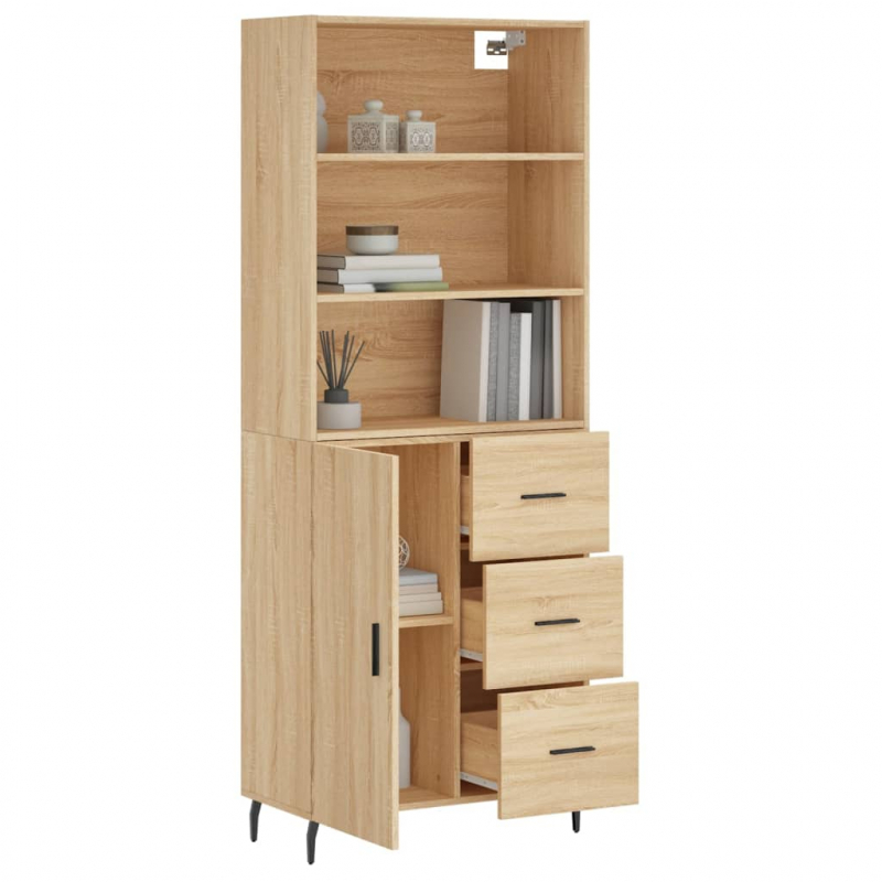 Highboard Sonoma-Eiche 69,5x34x180 cm Holzwerkstoff