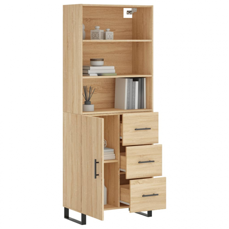 Highboard Sonoma-Eiche 69,5x34x180 cm Holzwerkstoff