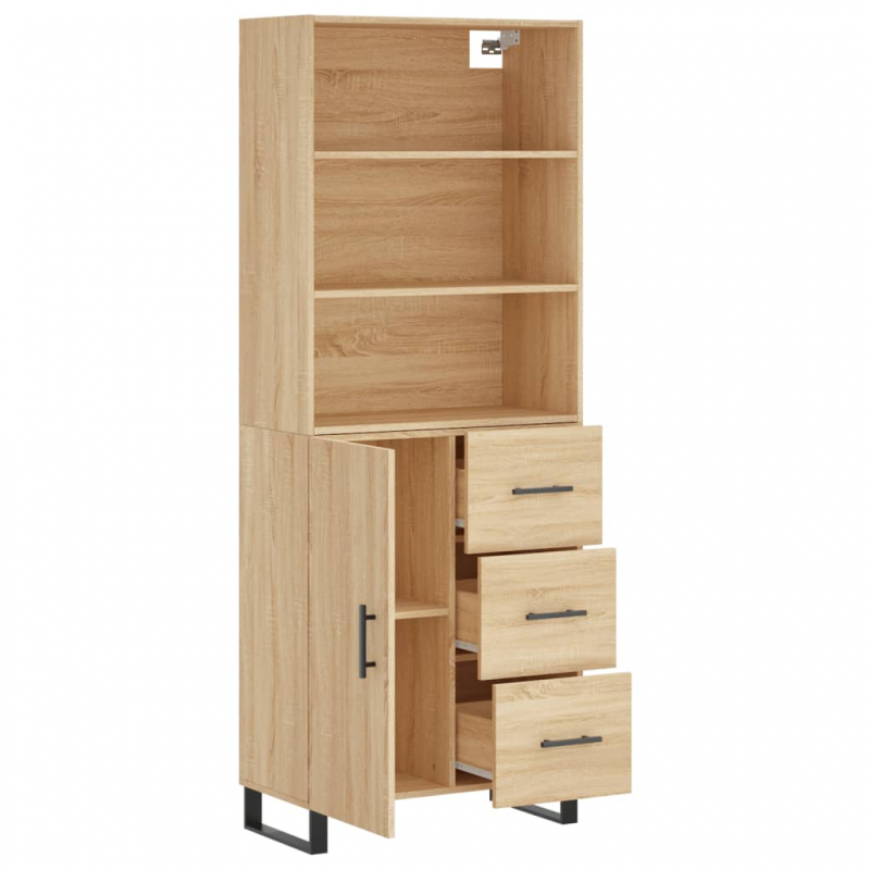 Highboard Sonoma-Eiche 69,5x34x180 cm Holzwerkstoff