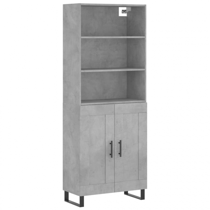 Highboard Betongrau 69,5x34x180 cm Holzwerkstoff