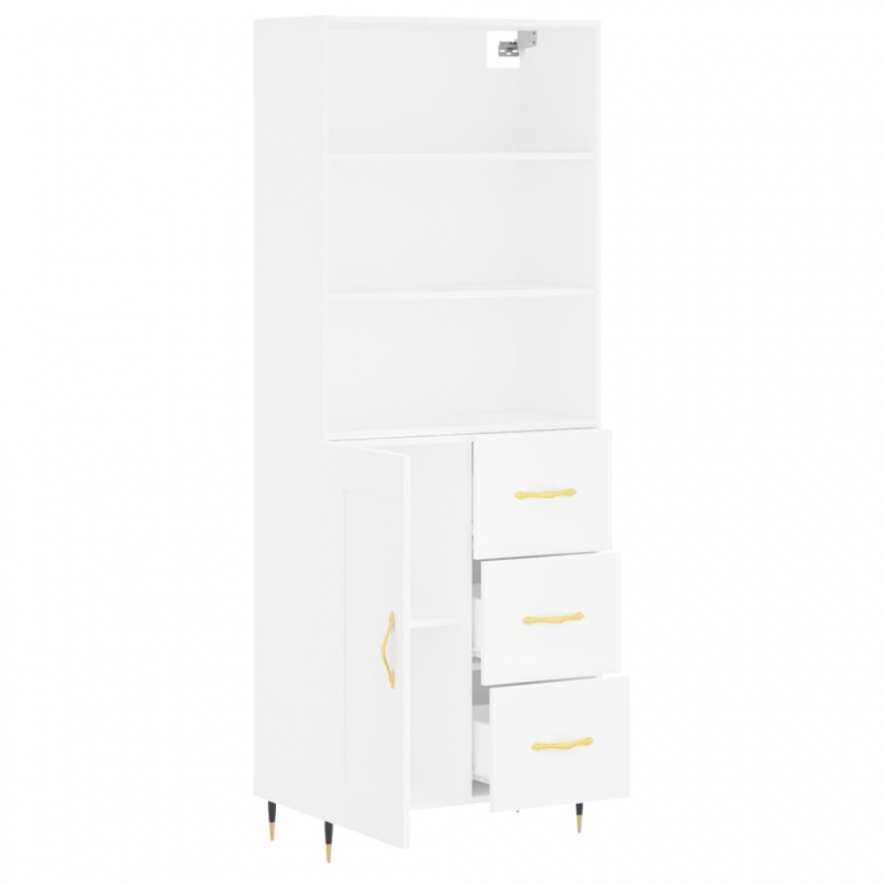 Highboard Weiß 69,5x34x180 cm Holzwerkstoff