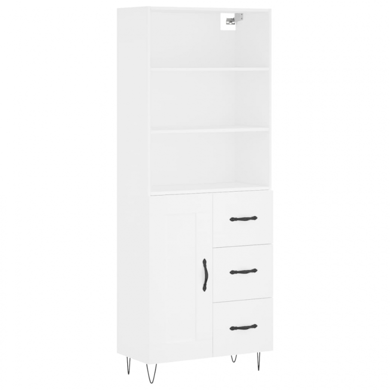 Highboard Weiß 69,5x34x180 cm Holzwerkstoff