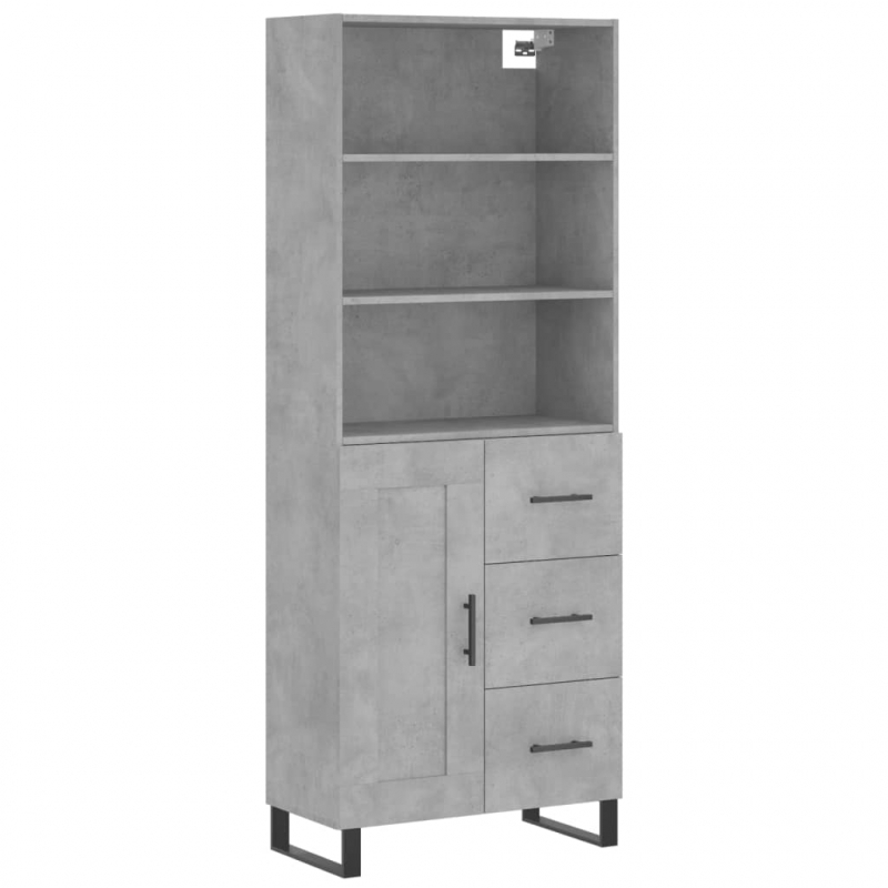 Highboard Betongrau 69,5x34x180 cm Holzwerkstoff