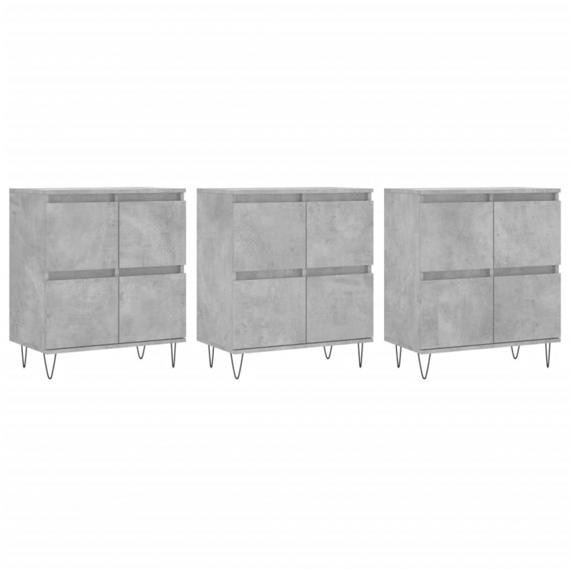 Sideboards 3 Stk. Betongrau Holzwerkstoff