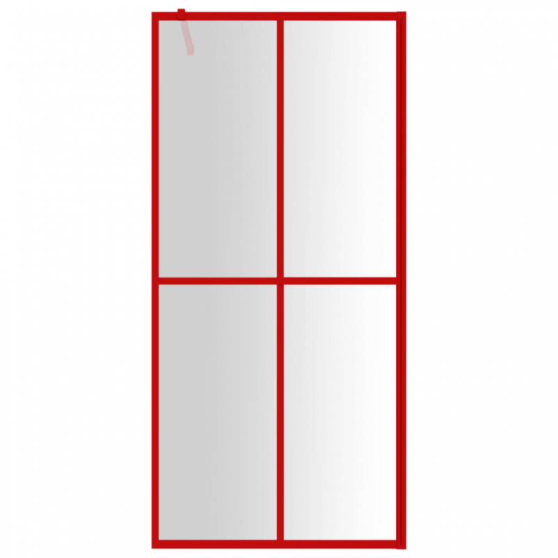 Duschwand für Begehbare Dusche mit ESG Klarglas Rot 100x195 cm