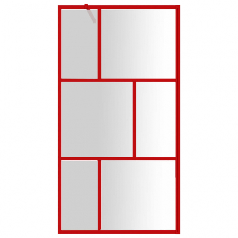 Duschwand für Begehbare Dusche mit ESG Klarglas Rot 100x195 cm