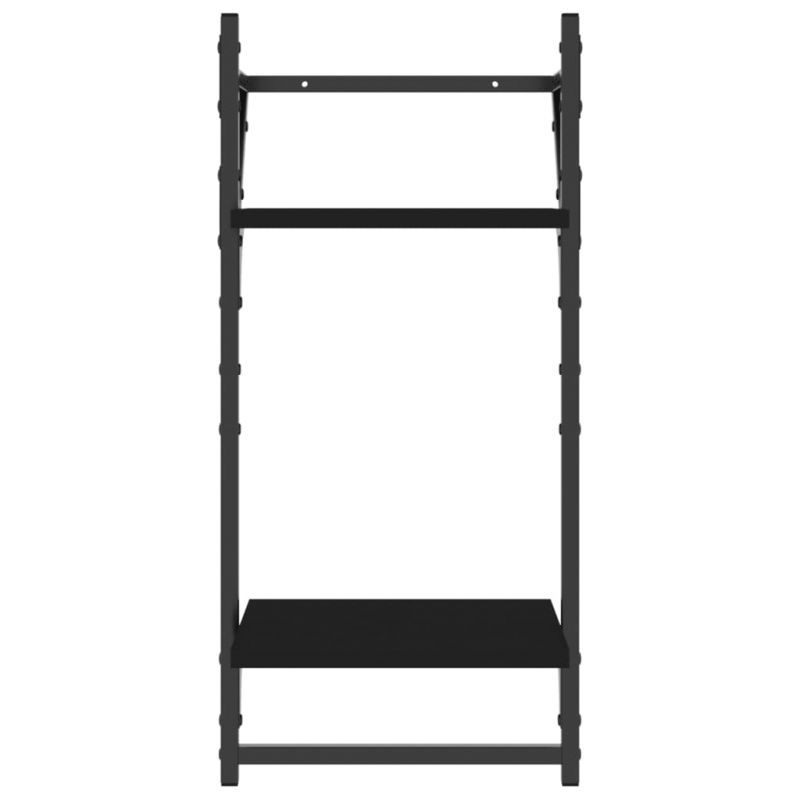 Wandregale mit 2 Ablagen & Stangen 2 Stk. Schwarz 30x25x65 cm