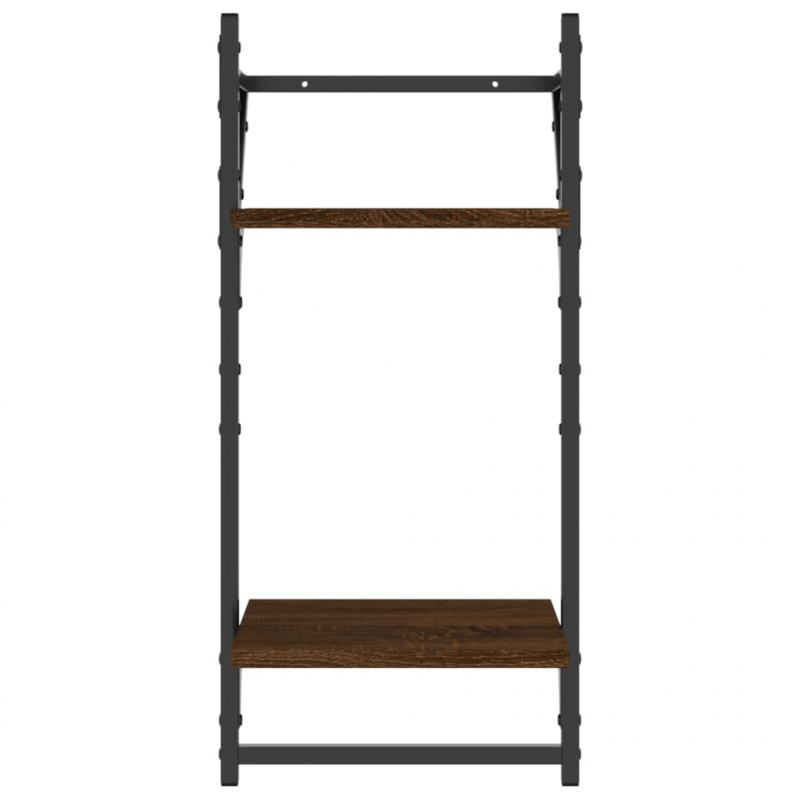 Wandregale mit 2 Ablagen & Stangen 2 Stk. Braun Eichen-Optik
