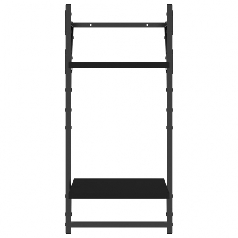 4-tlg. Wandregal-Set mit Stangen Schwarz Holzwerkstoff