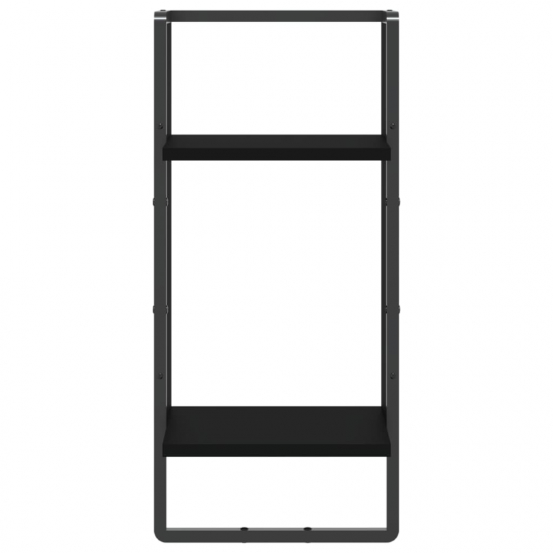 Wandregal mit Stange Schwarz 30x25x65 cm