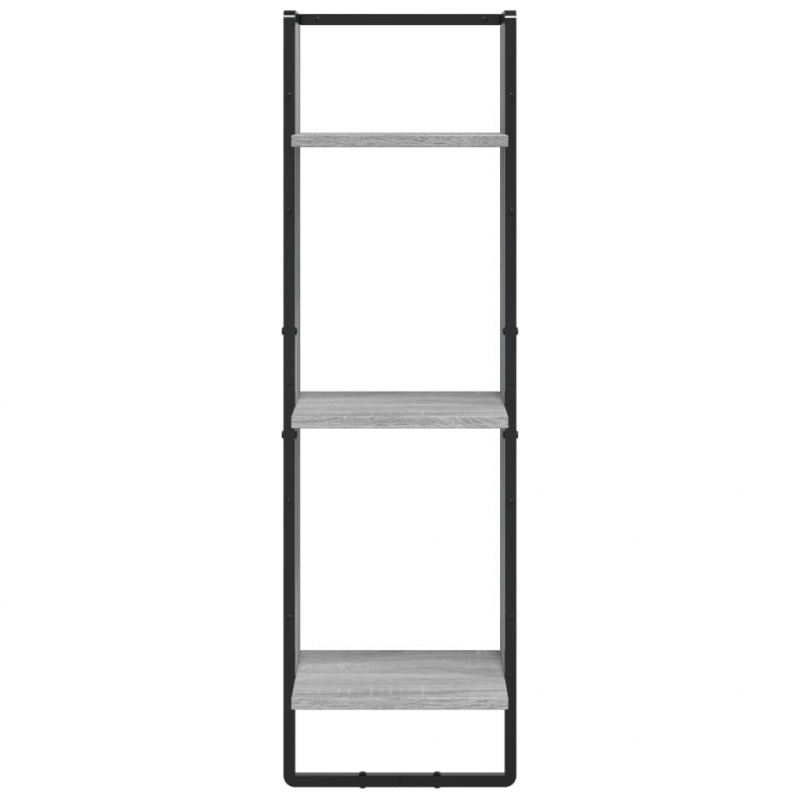 6-tlg. Wandregal-Set mit Stangen Grau Sonoma Holzwerkstoff