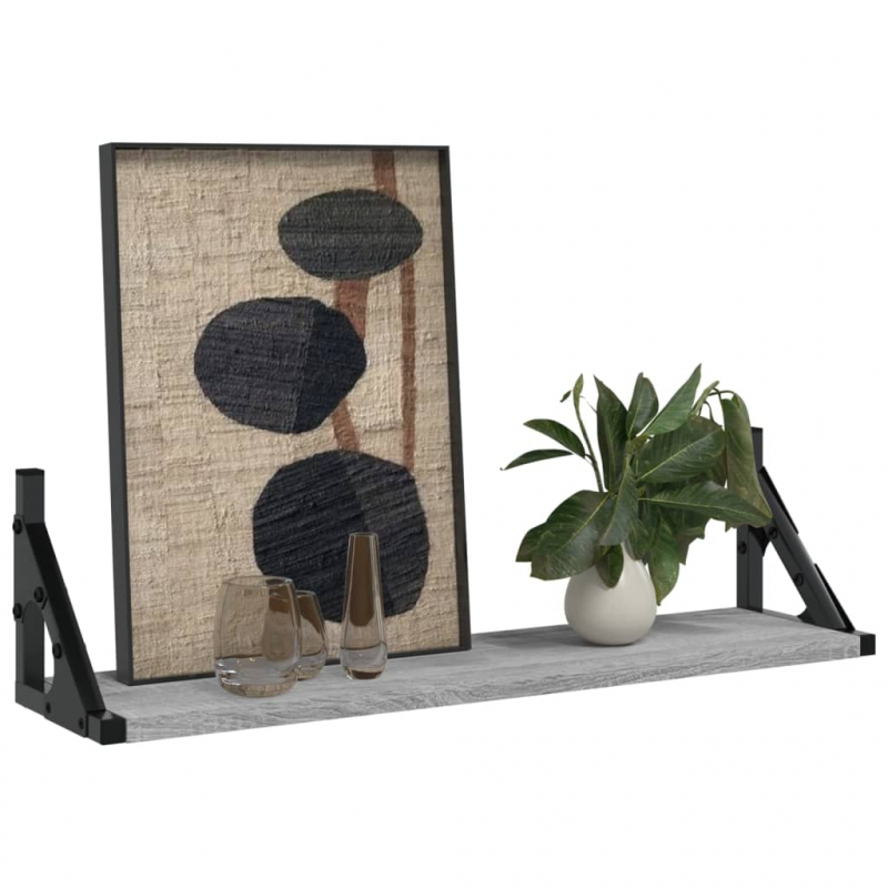 Wandregale 2 Stk. Grau Sonoma 60x15x15,5 cm