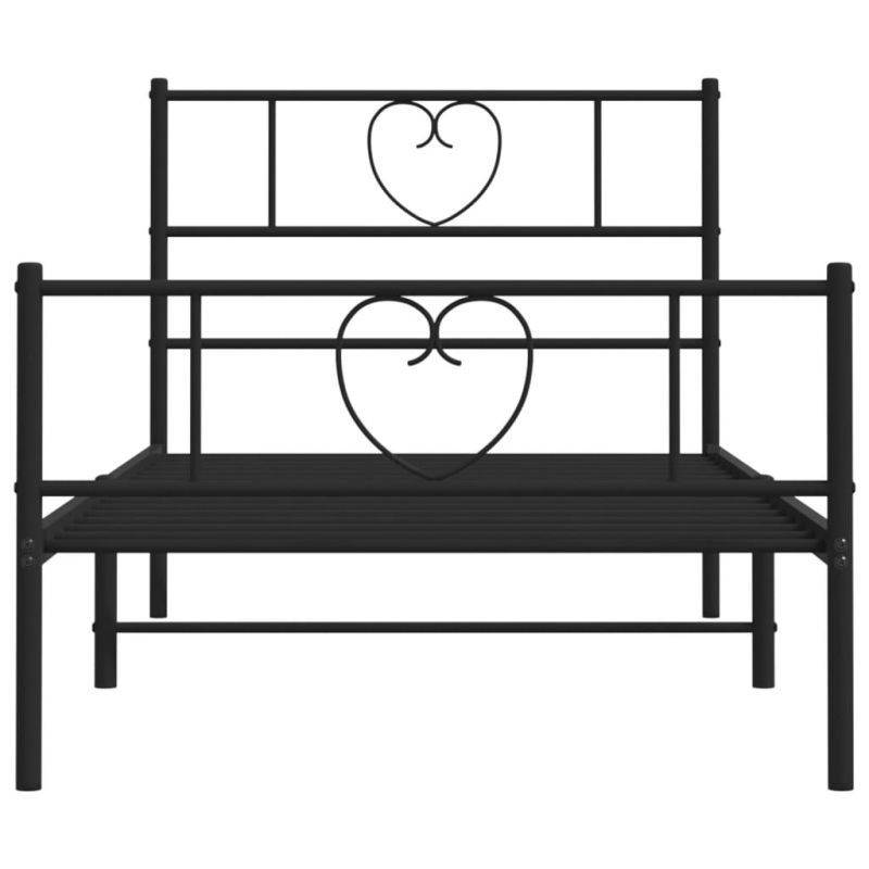 Bettgestell mit Kopf- und Fußteil Metall Schwarz 75x190 cm
