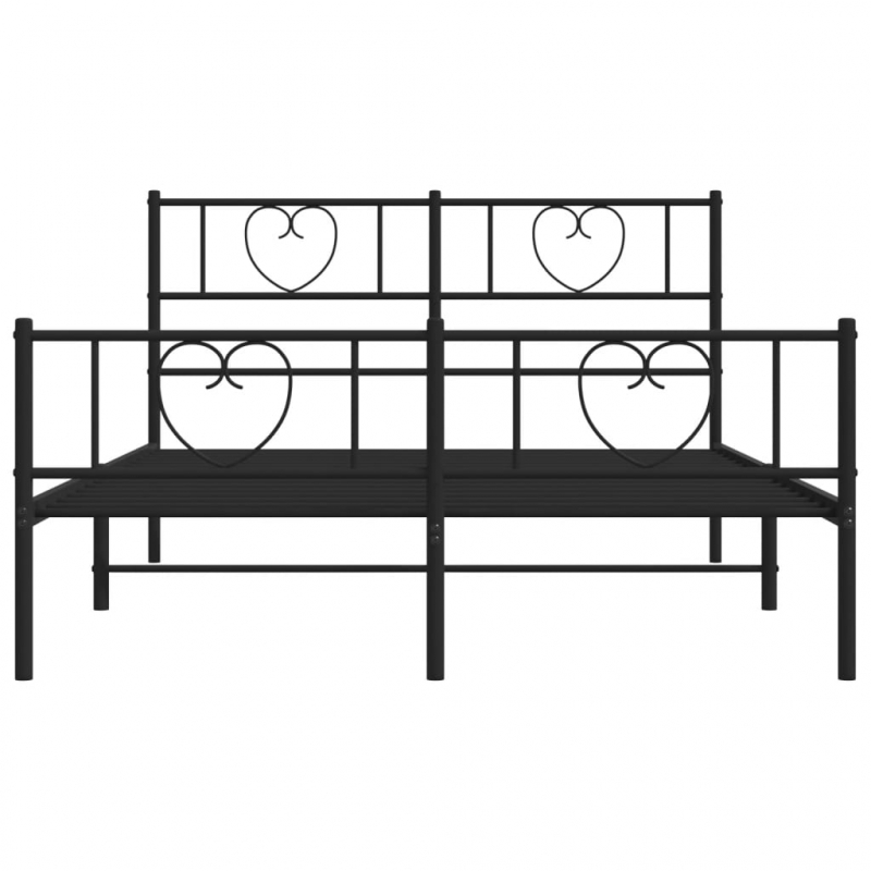 Bettgestell mit Kopf- und Fußteil Metall Schwarz 120x190 cm
