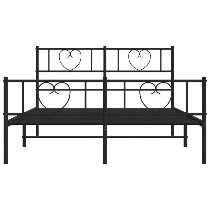 Bettgestell mit Kopf- und Fußteil Metall Schwarz 135x190 cm
