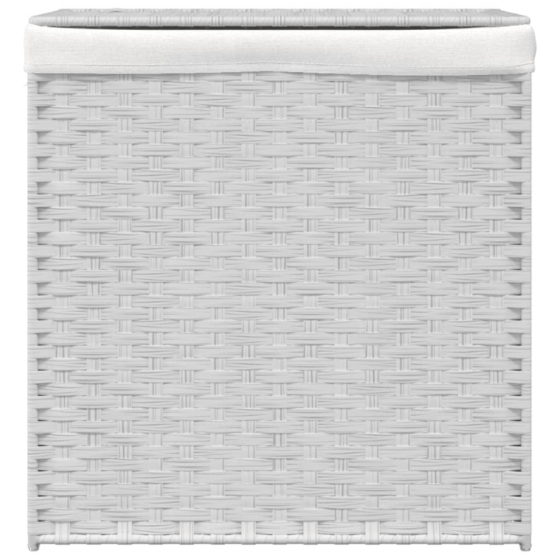 Wäschekorb mit 2 Fächern Weiß 53x35x57 cm Poly Rattan