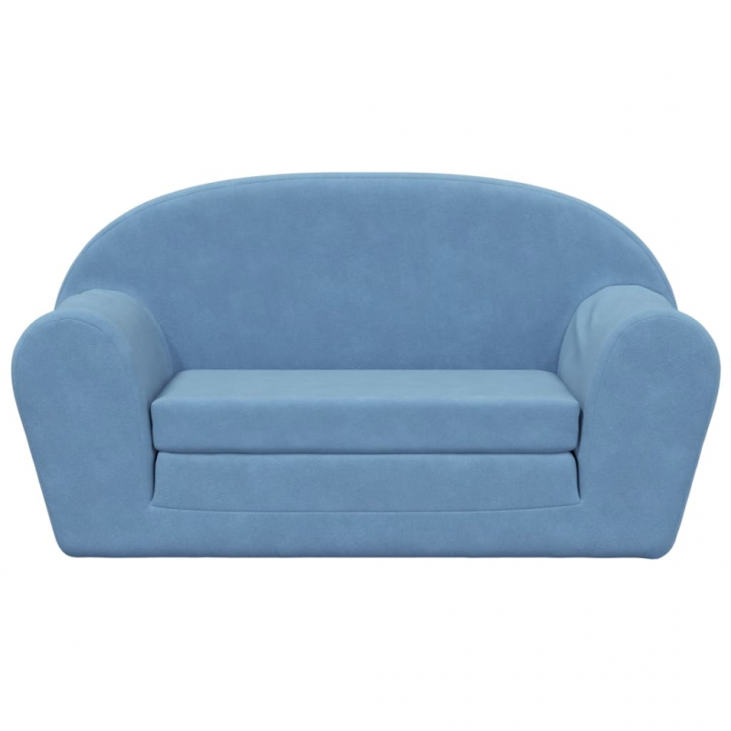 Kinder-Schlafsofa 2-Sitzer Blau Weicher Plüsch