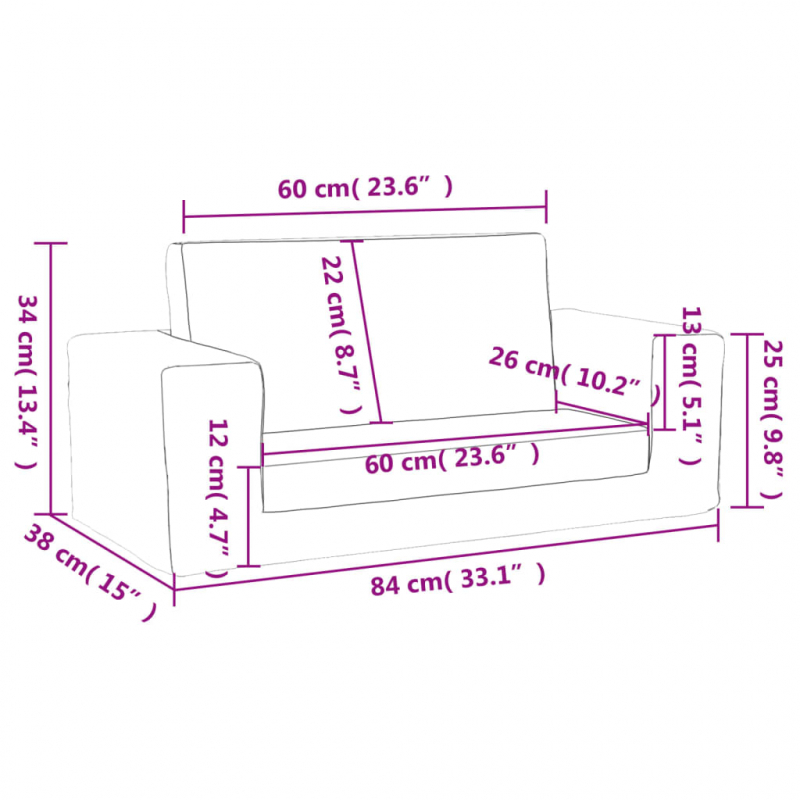 Kinder-Schlafsofa 2-Sitzer Hellgrau Weicher Plüsch