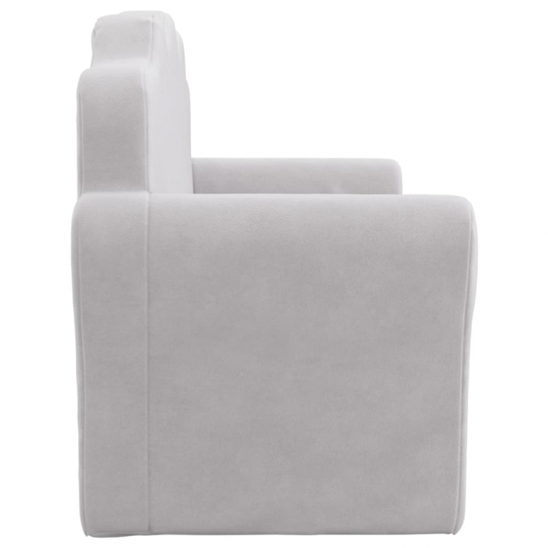 Kindersofa 2-Sitzer Hellgrau Weich Plüsch