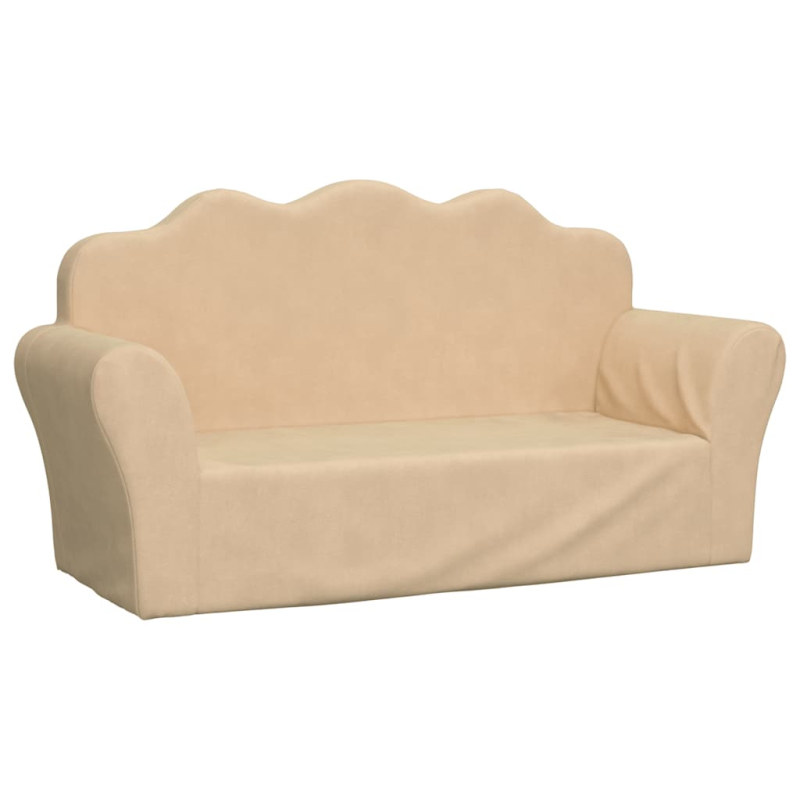Kindersofa 2-Sitzer Creme Weicher Plüsch